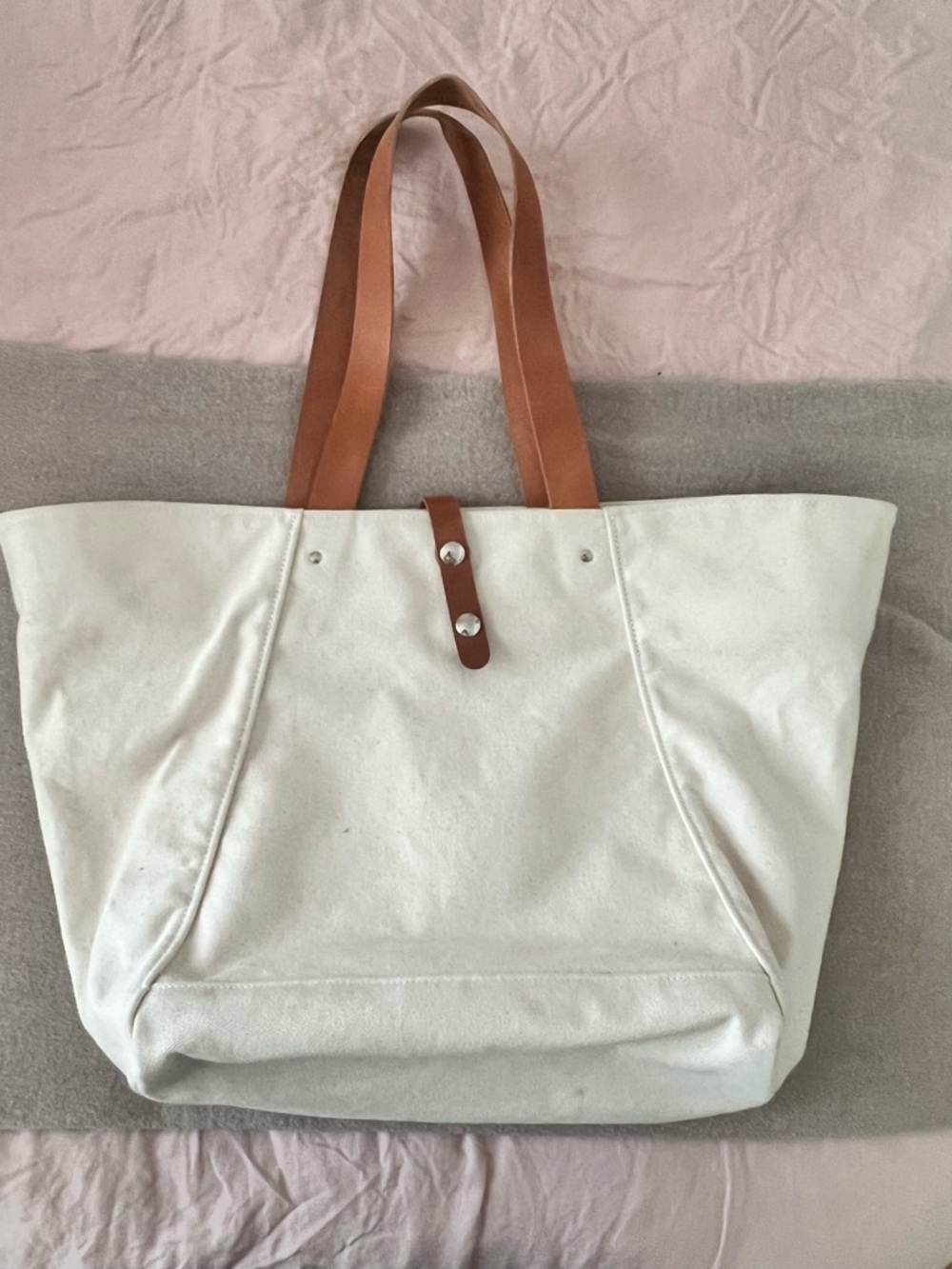 Makr canvas tote with leather handles